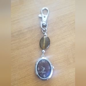 F3345791/AC Silver Tone Quartz Purse Key Chain Watch